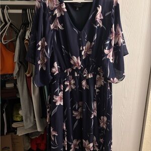 Lane Bryant Navy and Purple Floral Maxi Dress